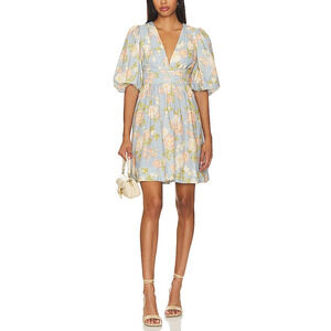 Yumi Kim 'Gayle' Blue Puff Sleeve Dress Size M